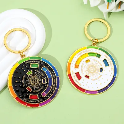 Fashion Creative Multicolor Save Your Color Matching Puzzle Turntable Keychain