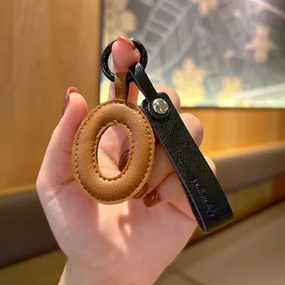 Fashion Solid Color PU Leather Alphabet Bag Pendant Keychain