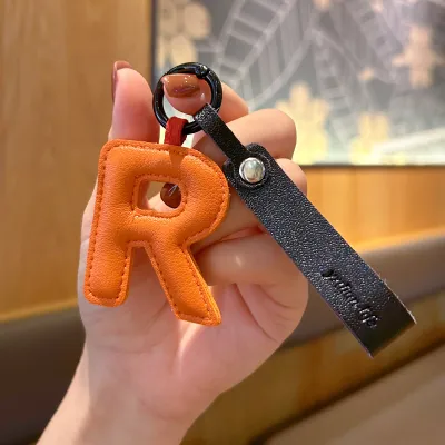 Fashion Solid Color PU Leather Alphabet Bag Pendant Keychain