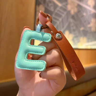 Fashion Solid Color PU Leather Alphabet Bag Pendant Keychain
