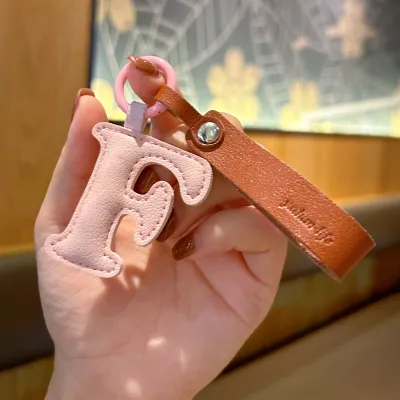 Fashion Solid Color PU Leather Alphabet Bag Pendant Keychain
