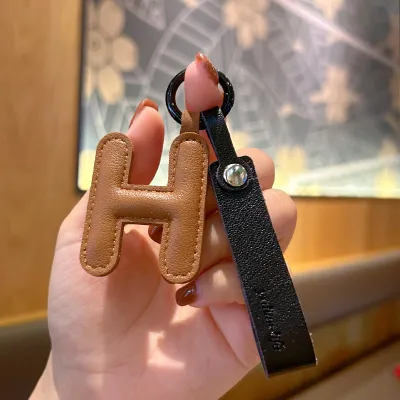 Fashion Solid Color PU Leather Alphabet Bag Pendant Keychain