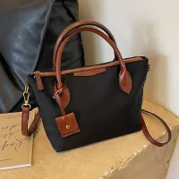 Women Vintage Design Solid Color Stone Pattern Shoulder Handle Bag
