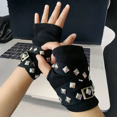 Y2k Punk Style Rivet Gloves Accessories