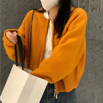 Women Casual Autumn Winter Zipper Cardigan Sweater