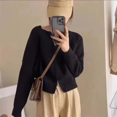 Women Casual Autumn Winter Zipper Cardigan Sweater