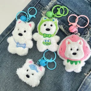 Fashion Cute Cartoon Plush Puppy Bell Doll Pendant Keychain