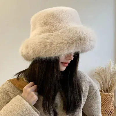 Autumn Winter Plush Warm Flat Top Hat