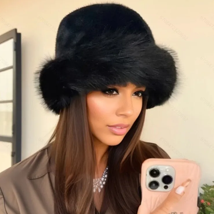 Autumn Winter Plush Warm Flat Top Hat