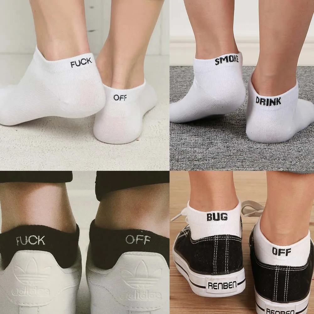 Men Cotton FUCK OFF Letter Socks Novelty Fun Socks