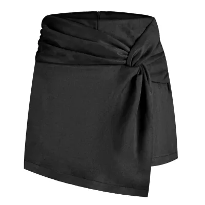 Women Fashion Autumn Winter Solid Color Irregular Suede Pleated Skirt