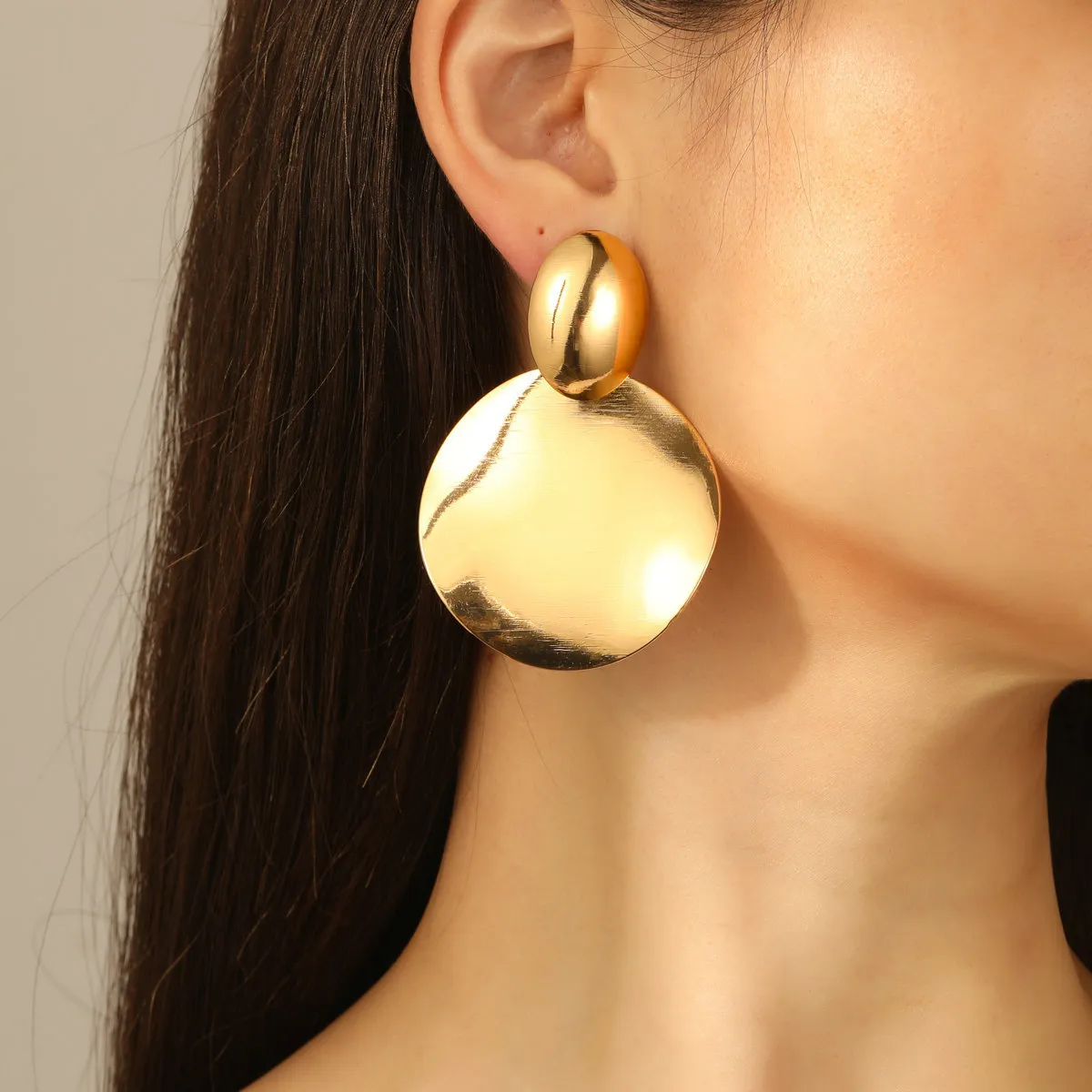 Exaggerated Fashion Geometric Iron Round Earrings