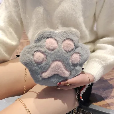 Autumn And Winter Plush BearS Palm Small Round Bag