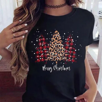 Women Fashion Christmas Short Sleeve T-Shirt