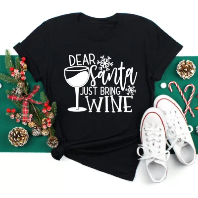 Women Casual Christmas Cartoon Print Short Sleeve T-Shirt, Street Hipster Crewneck Pullover Milk Fiber
