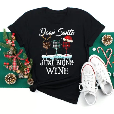 Women Casual Christmas Cartoon Print Short Sleeve T-Shirt, Street Hipster Crewneck Pullover Milk Fiber