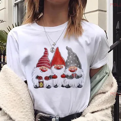Christmas Women Casual Cartoon Print Short Sleeve T-Shirt