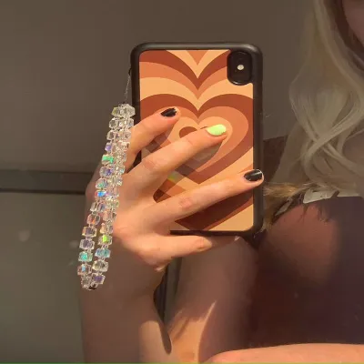 Glass Crystal Square Beads Mobile Phone Chain Strap
