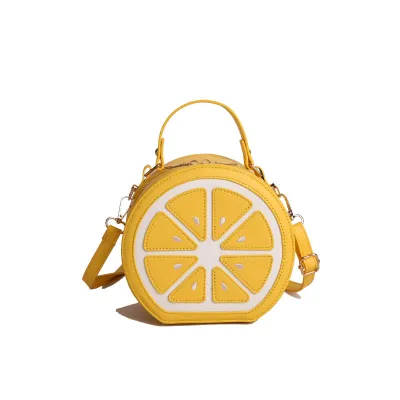 Summer Fruit Lemon Design Women PU Crossbody Bag Zipper Closure