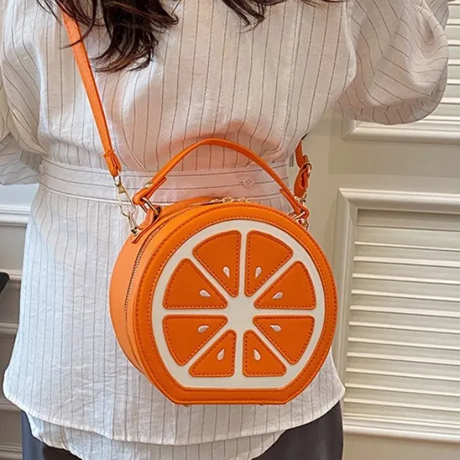 Summer Fruit Lemon Design Women PU Crossbody Bag Zipper Closure