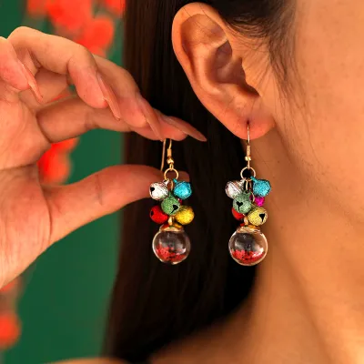 Christmas Creative Simple Multicolor Bell Multicolor Earrings