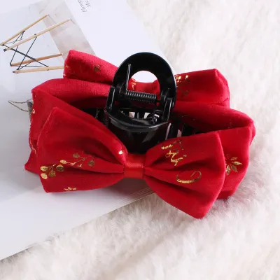 Christmas Bow Plush Hair Clip – Lovely Fresh Sweet Grip Headwear for Party