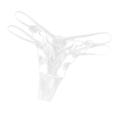 Women Sexy Embroidered Mesh Thong Panties