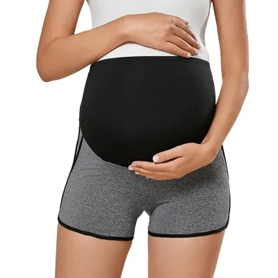 Maternity Sports Shorts with Stitching Stripe Design