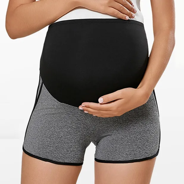 Maternity Sports Shorts with Stitching Stripe Design