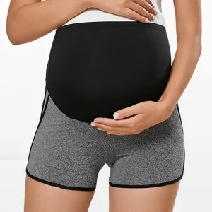 Maternity Sports Shorts with Stitching Stripe Design
