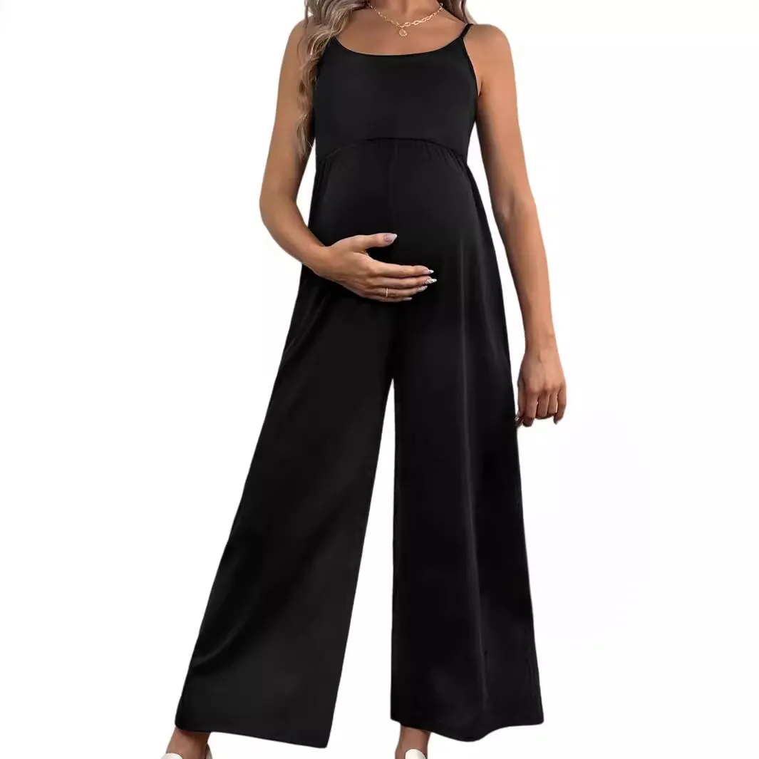 Pregnant Woman Fashion Autumn Spaghetti Strap Loose Jumpsuits