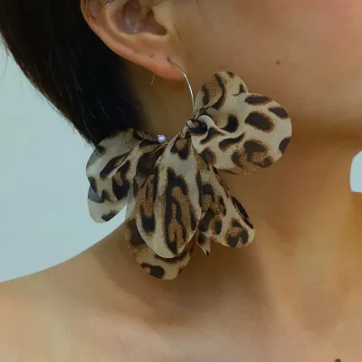 Women Fashion Exaggerated Handmade Fabric Printed Earrings
