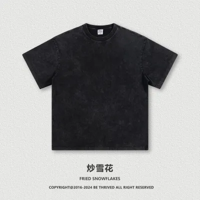Men Fashion Retro Batik Round Neck Short Sleeve Solid Color T-Shirt