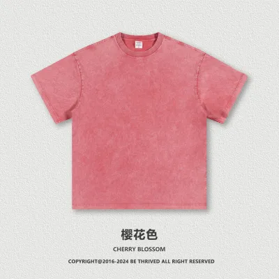 Men Fashion Retro Batik Round Neck Short Sleeve Solid Color T-Shirt