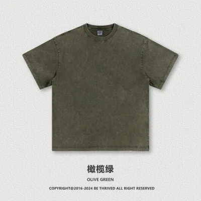 Men Fashion Retro Batik Round Neck Short Sleeve Solid Color T-Shirt
