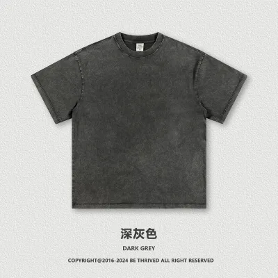Men Fashion Retro Batik Round Neck Short Sleeve Solid Color T-Shirt