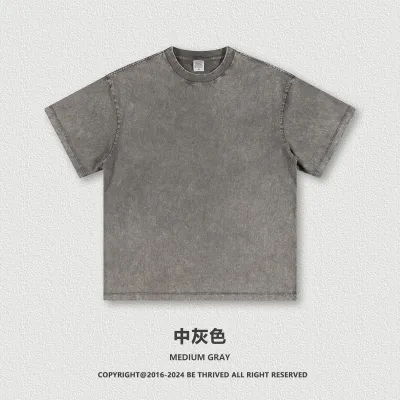 Men Fashion Retro Batik Round Neck Short Sleeve Solid Color T-Shirt