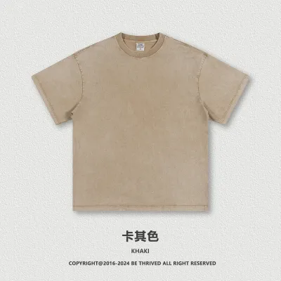 Men Fashion Retro Batik Round Neck Short Sleeve Solid Color T-Shirt