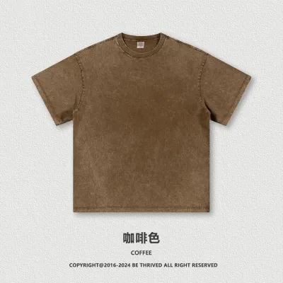 Men Fashion Retro Batik Round Neck Short Sleeve Solid Color T-Shirt