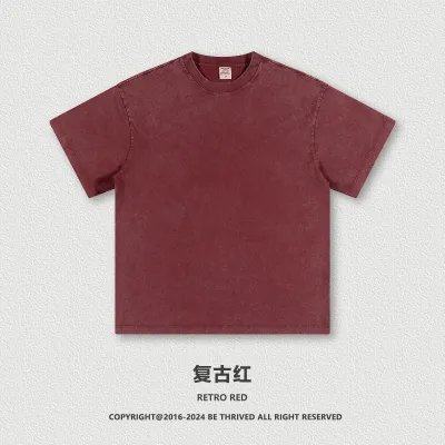 Men Fashion Retro Batik Round Neck Short Sleeve Solid Color T-Shirt
