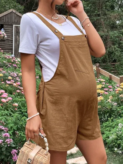 Pregnant Women Casual Solid Color Breathable Adjustable Rompers