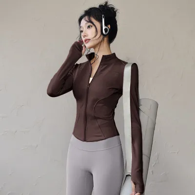 Women's Quick-Drying Zipper Yoga Top - Casual Long-Sleeve Sportswear