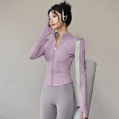 Women's Quick-Drying Zipper Yoga Top - Casual Long-Sleeve Sportswear