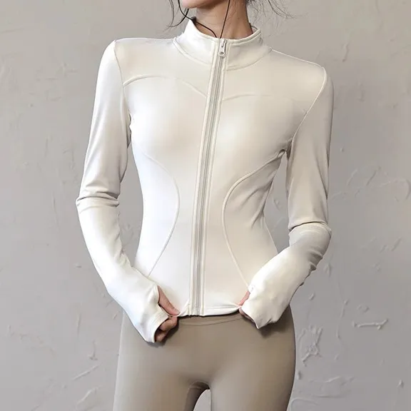 Women's Quick-Drying Zipper Yoga Top - Casual Long-Sleeve Sportswear