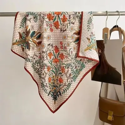 Women Fashion Casual Autumn Winter Printed 65cm Square Magnetic Buckle Scarf