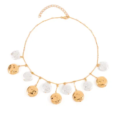Women's Fashion Retro Round Cake Water Drop Pendant Necklace
