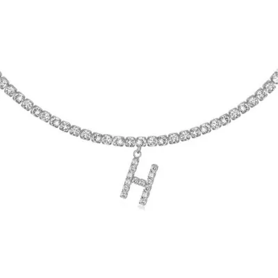 Women's Rhinestone 26 Alphabet Letter Pendant Necklace Alloy Claw Chain
