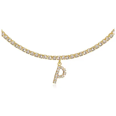 Women's Rhinestone 26 Alphabet Letter Pendant Necklace Alloy Claw Chain