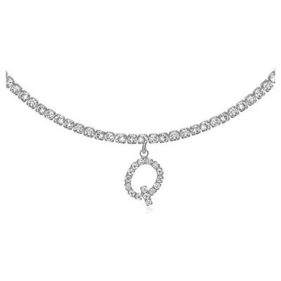 Women's Rhinestone 26 Alphabet Letter Pendant Necklace Alloy Claw Chain