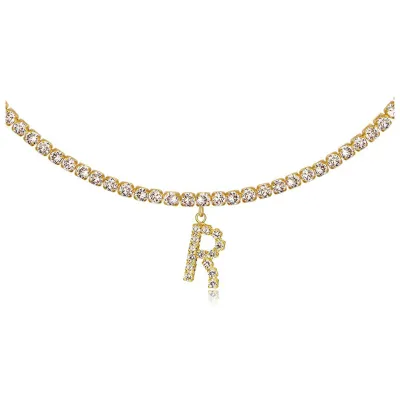 Women's Rhinestone 26 Alphabet Letter Pendant Necklace Alloy Claw Chain